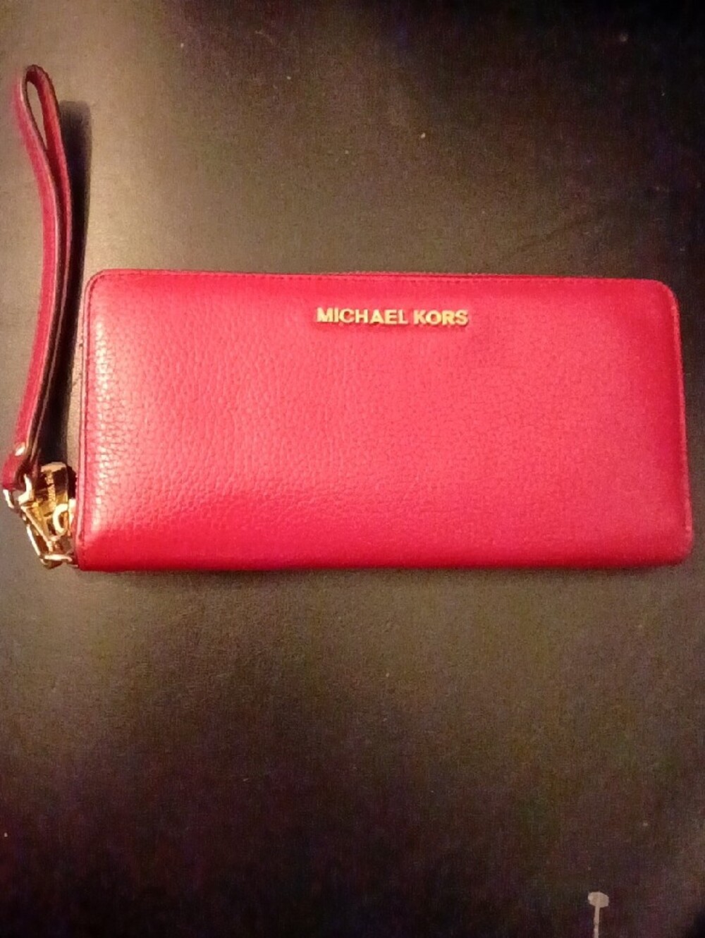 Michael Kors Red Jet Set Continental Zip Around Wallet w/ Gold Hardware - Picture 2 of 8